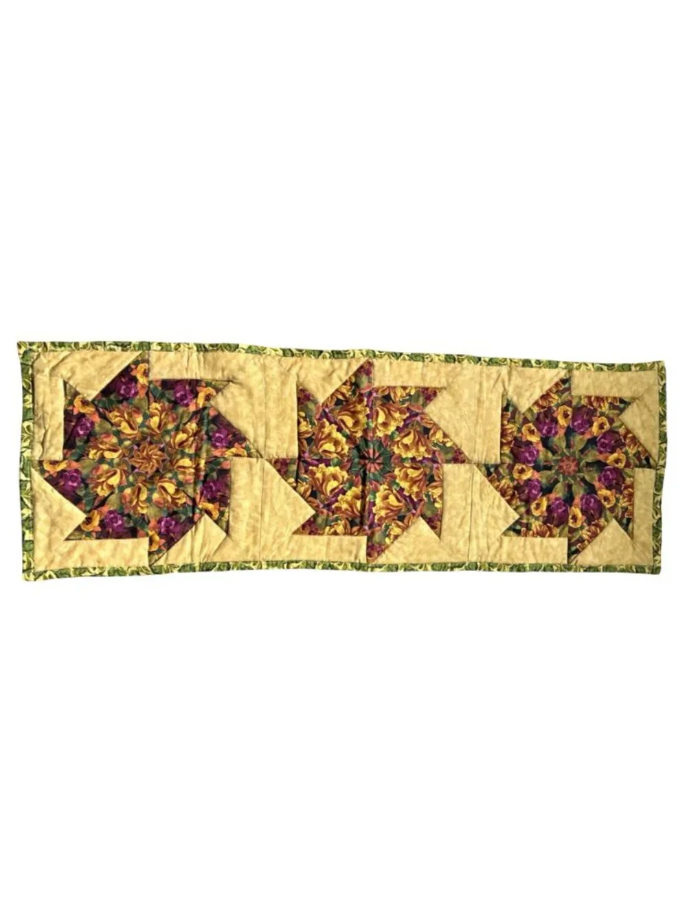Handmade Floral Quilted Table Runner Cottagecore Patchwork Farmhouse Decor